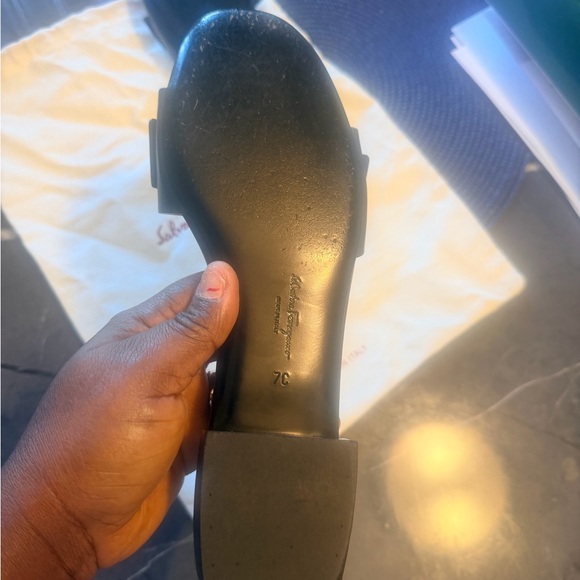 Salvatore Ferragamo Black Sandals with Gold Buckle - Picture 5 of 7